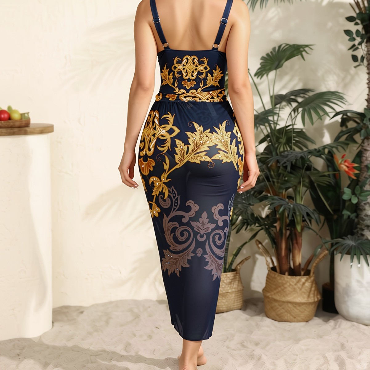 Women's Clothing Women's Plus Size Swimsuit Style One Piece Two Piece Set Sun Protection Swimwear Quick-Dry Polyester, Modest Coverage_voghion.com