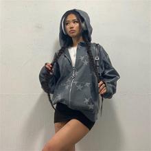 欧美亚马逊跨境爆款批发 星星印花连帽开衫拉链宽松男女潮牌卫衣