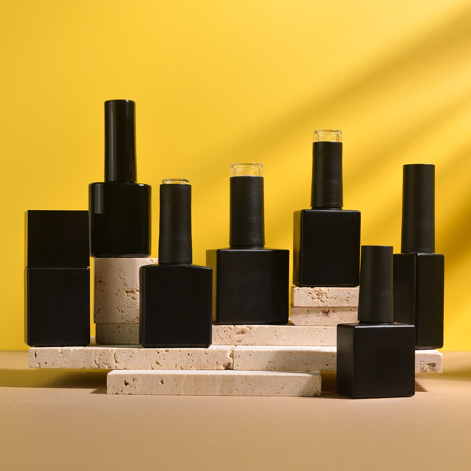 Botella de goma de esmalte de uñas de fábrica de origen Botella de embalaje de botella de esmalte de uñas blanco Botella de vidrio de stock 15ML10ML8ML