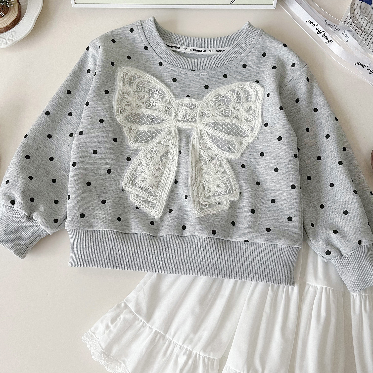 Mädchen Hoodie Mit Schleife Und Tortenrock Set Für Kinder_voghion.com