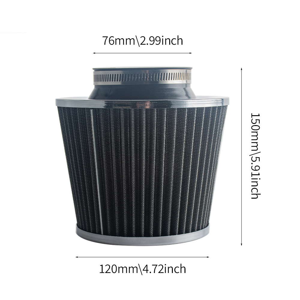 Car modified 76mm large flow air filter modified mushroom head filter winter mushroom head exhaust gas filter