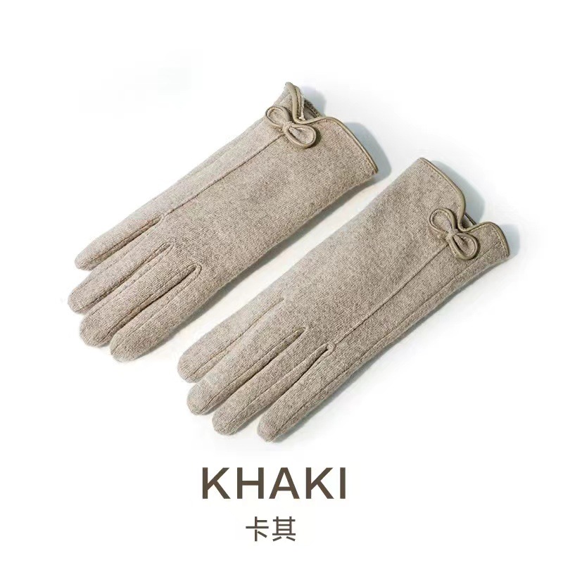 Nuevos guantes cálidos pequeños arcos de viento fragante y guantes de terciopelo gruesos para conducir al aire libre a prueba de viento a prueba de frío