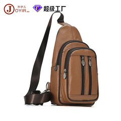 Leather casual versatile crossbody small bag lightweight leather backpack for men genuine leather large capacity men's chest bag front chest bag
