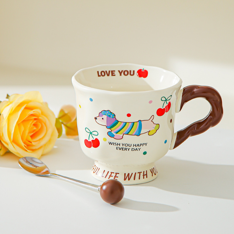 Creativo lindo salchicha cerámica taza taza de pareja taza de agua taza de café casera regalo de cumpleaños para amigos