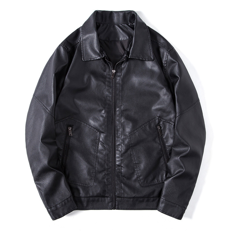 Men's clothing PU leather stand collar short leather jacket Korean version slim motorcycle leather jacket trendy men's coat winter wear_voghion.com