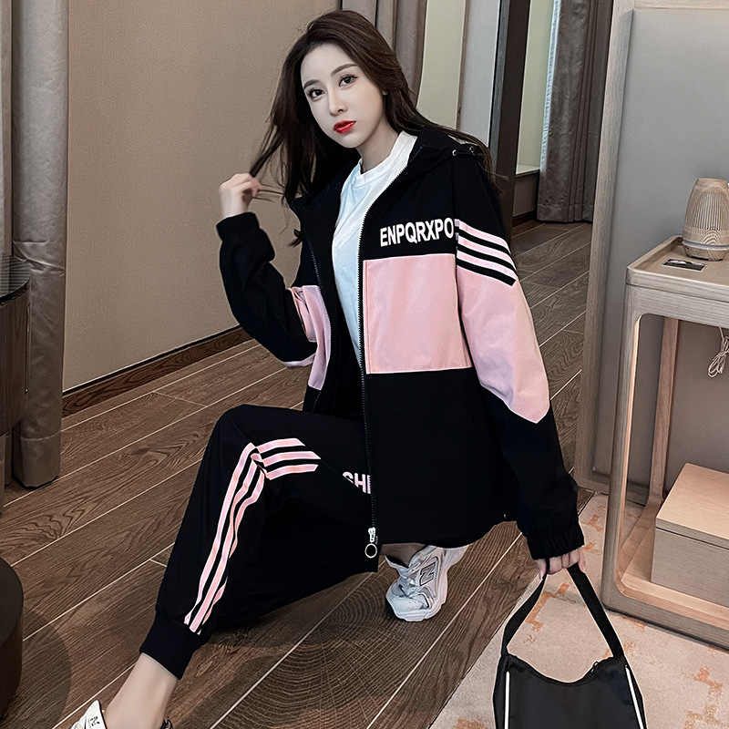 2021new spring and autumn sportswear suit women's fashion Korean style loose student casual two-piece suit