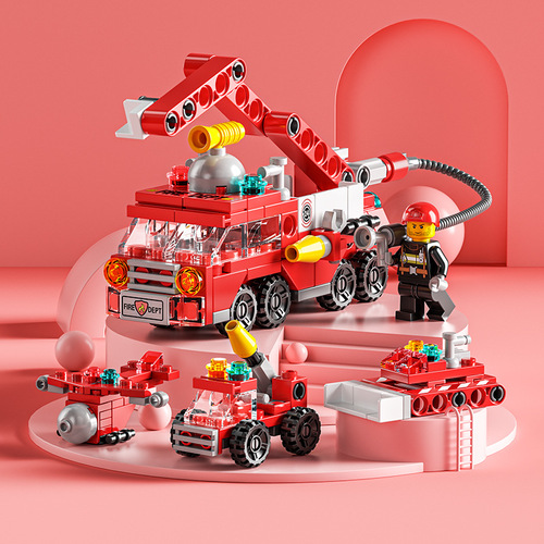 6 in 1 Bag Fire Truck Police Car Rescue Compatible Lego Toy Building Blocks for Children Boys Wholesale Assembly Puzzle