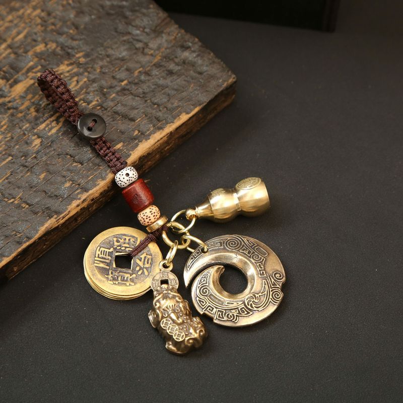 真鍮の幸運のキーホルダーペンダント男性と女性の車のキーバッグペンダント銅工芸品ジュエリーペンダント|undefined