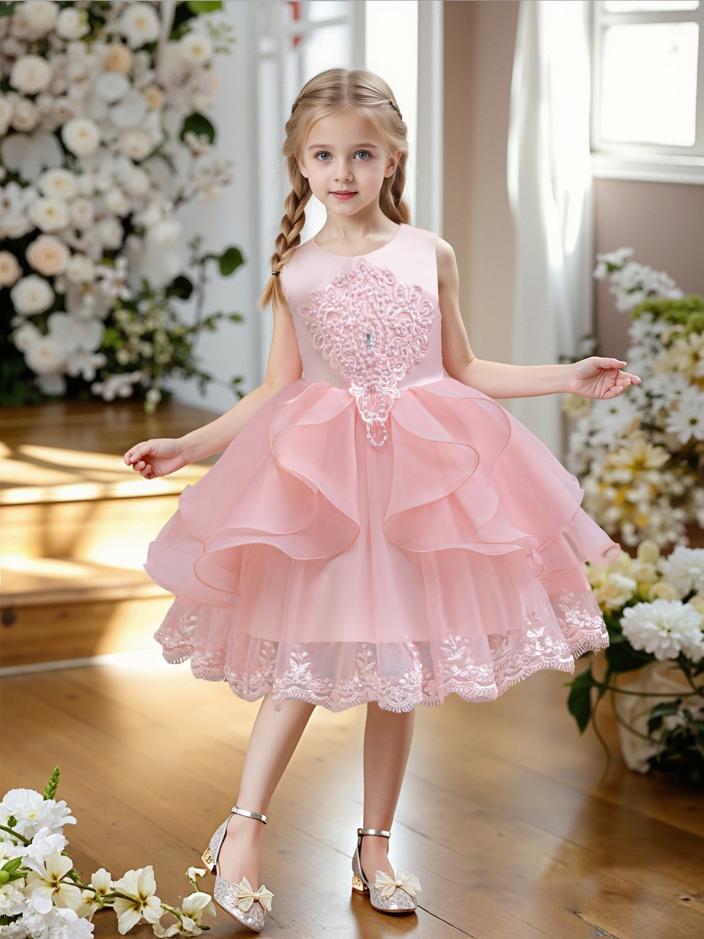 Nuevos vestidos de princesa transfronterizos para niños vestidos de piano para chicas vestidos de noche de cumpleaños de pequeña anfitriona Liu Yan 366