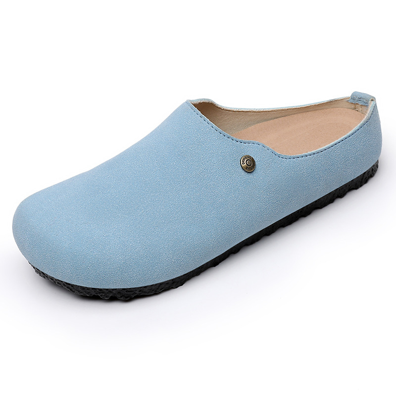 Zapatos individuales verano para mujer nuevo estilo zapatos casuales cómodos suela gruesa semipantuflas Baotou con un pie zapatos Birkenstock de suela blanda