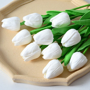 PU mini tulip simulation flower fake flowers furnishings wedding decoration cross -border hand -made flower plastic flower wholesale