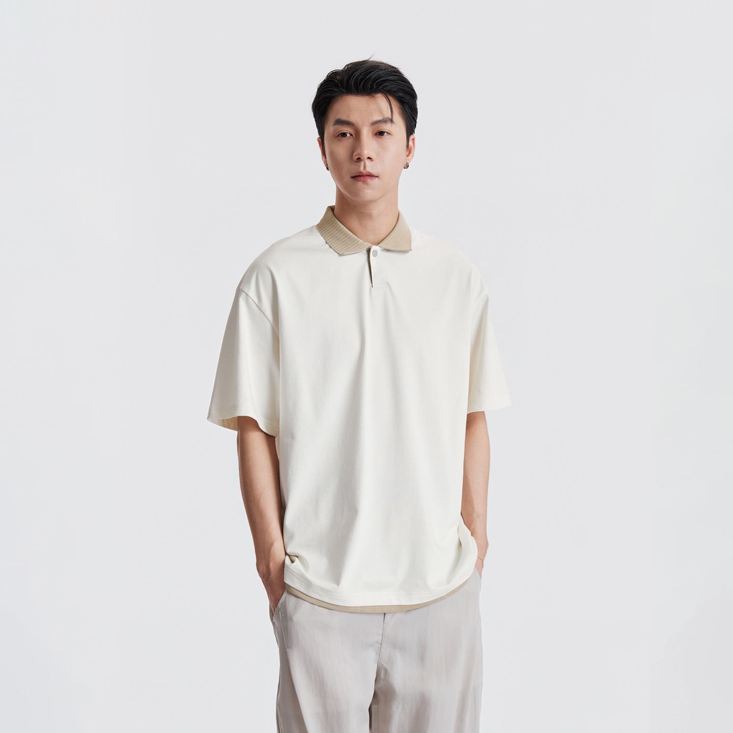 Áo Polo Nam Cổ Bẻ Phong Cách Cổ Điển, Chất Liệu Cotton Thoáng Mát, Form Rộng Vai Xuôi — màu sắc