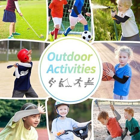 Cooling UV Sun Protection Sports Compression Arm Sleeves, Suitable for Children and Teenagers