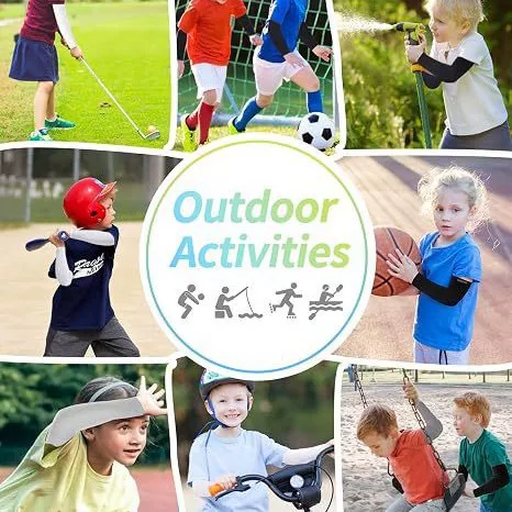 Cooling UV Sun Protection Sports Compression Arm Sleeves, Suitable for Children and Teenagers