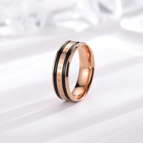Japanese and Korean dw rings, fashionable couple rings, 18k rose gold ring, simple stainless steel ring, trendy jewelry