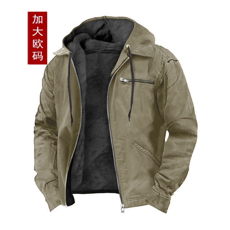 2025 Men's Autumn and Winter Thickened Warm Workwear Style Trucker Casual Outdoor Hiking Daily Retro Jacket