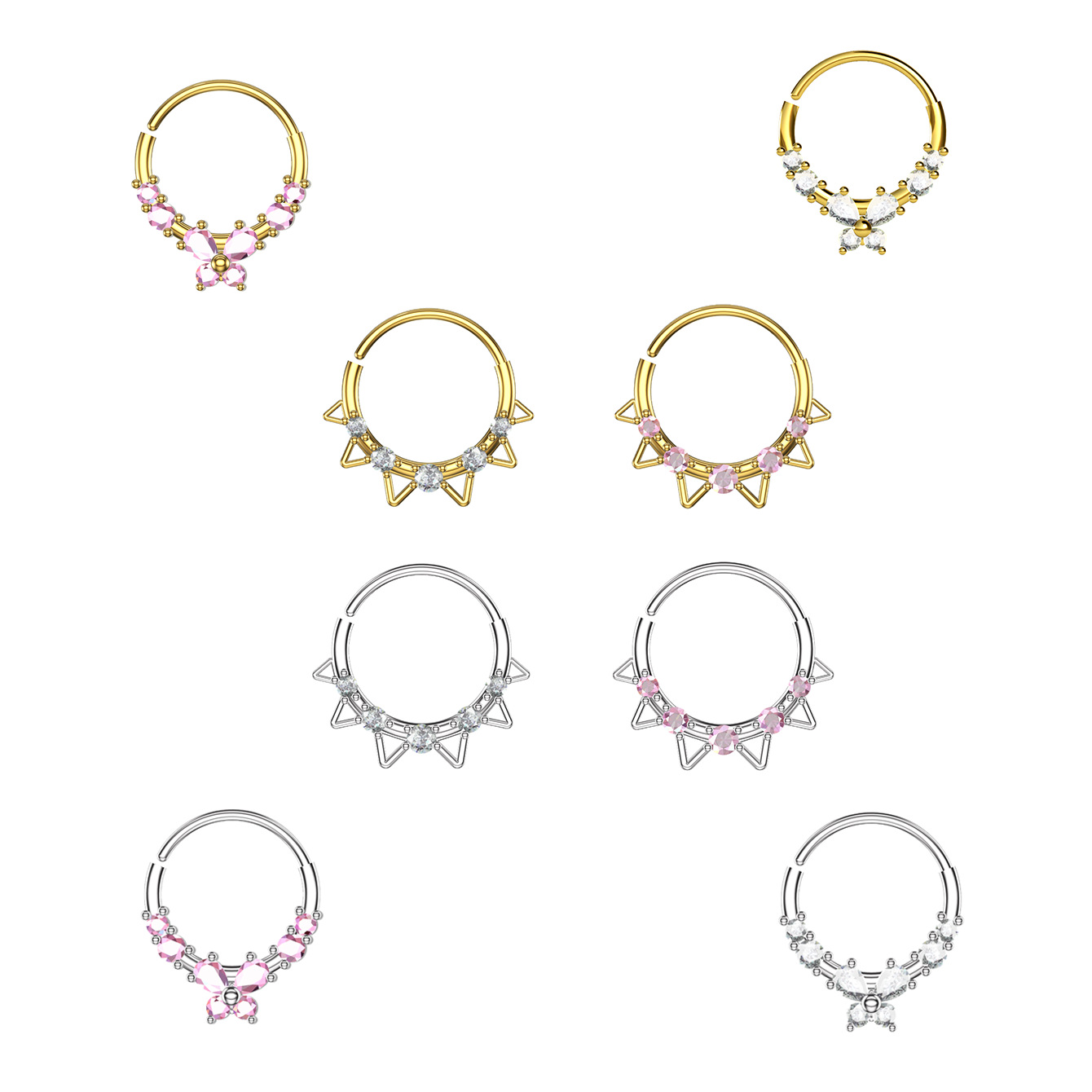 Piercing naso zircone fiocco e orecchie di gatto in rame gioiello_voghion.com