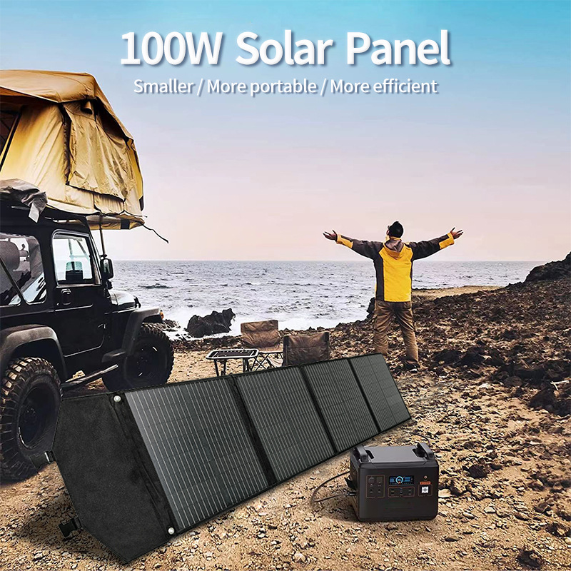 Tablero de carga solar plegable portátil transfronterizo 100W200W400W Tablero fotovoltaico para automóvil Tablero solar para campamento