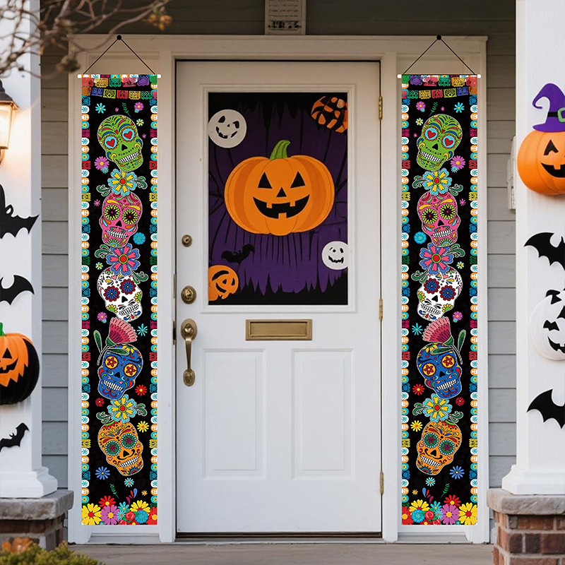 国境を越えたヨーロッパとアメリカの死者の日ポーチサインハロウィンカプレット屋外雰囲気装飾アレンジメント用品シーンカプレット|undefined