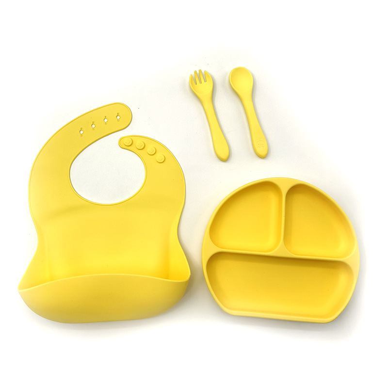 Complemento alimenticio transfronterizo para niños, plato de silicona, plato de suplemento alimenticio para bebés, plato de comida sonriente de seis piezas, vajilla para alimentación maternoinfantil al por mayor