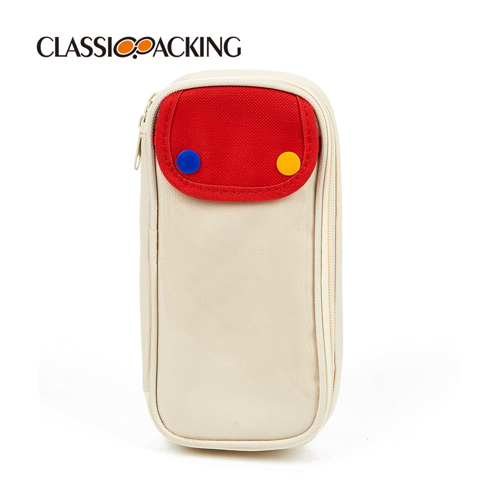 Estilo coreano simple bolsa de papelería de gran capacidad bolsa de lápiz de múltiples capas caja de papelería linda bolsa de papelería se puede imprimir logo