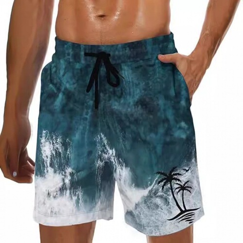 2025 Hawaii Series Shorts for Men - European and American Style 3D Printed Casual Loose Thin 5-inch Beach Pants
