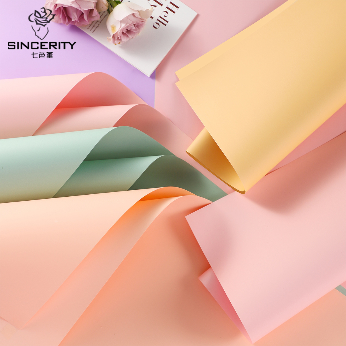 7 colores cordier sólido papel 8 hilos engrosado impermeable sólido papel floral floral florista embalaje de flores DIY embalaje