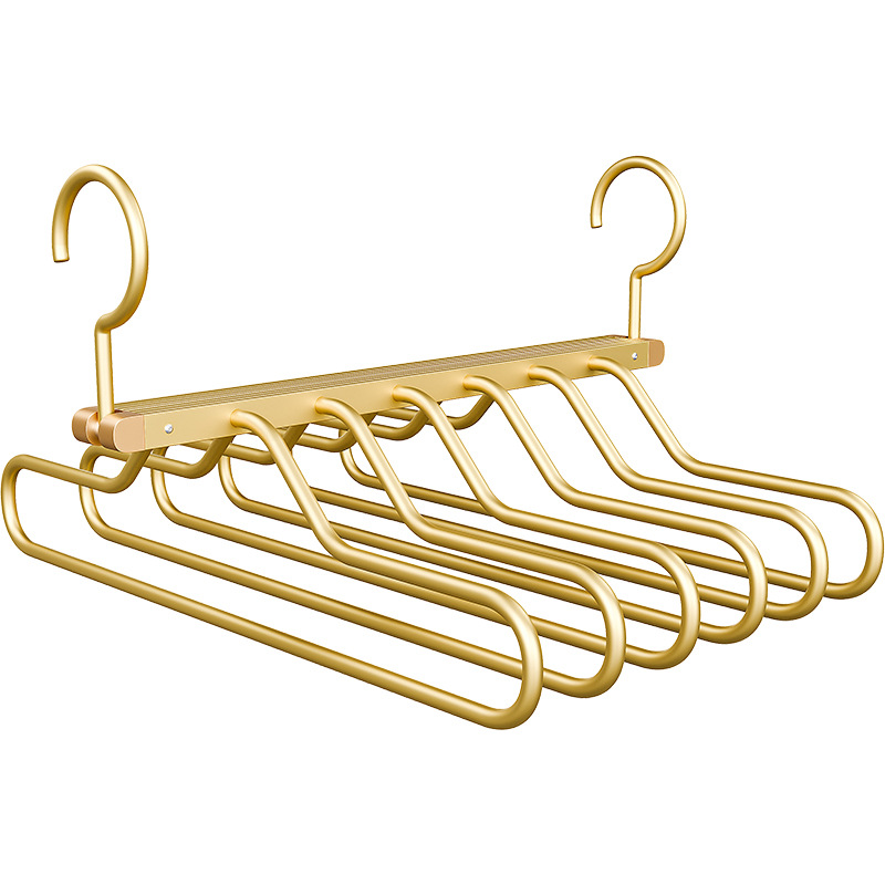 Ropa sin marcas apoya ganchos de ropa multifuncionales, estantes de ropa plegables mágicos, estantes de pantalones de aleación de aluminio, estantes de ropa de varias capas, perchas domésticas