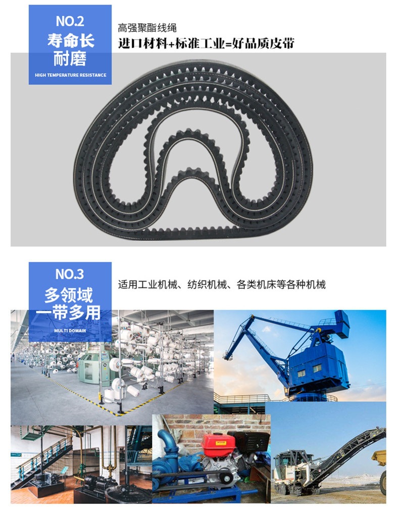 A-type toothed V-belt AV13X600-2000B type high-speed toothed belt for car fan, air conditioner, and generator