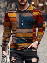 O 75012 Men's 3D Print Long Sleeve T-Shirt ����ӡ������T��