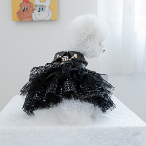 Factory direct supply/ready goods export pet clothes, dog and cat clothing, handsome leather jacket, sequined small leather skirt