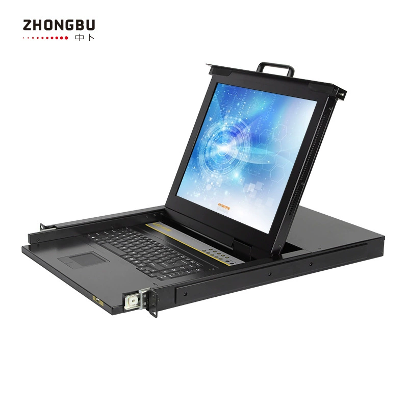 Планшетная рамка 8-портов KVM Zhongbu Cat5 сетевой -тип LCD экран -всё в одном IP удалённое управление