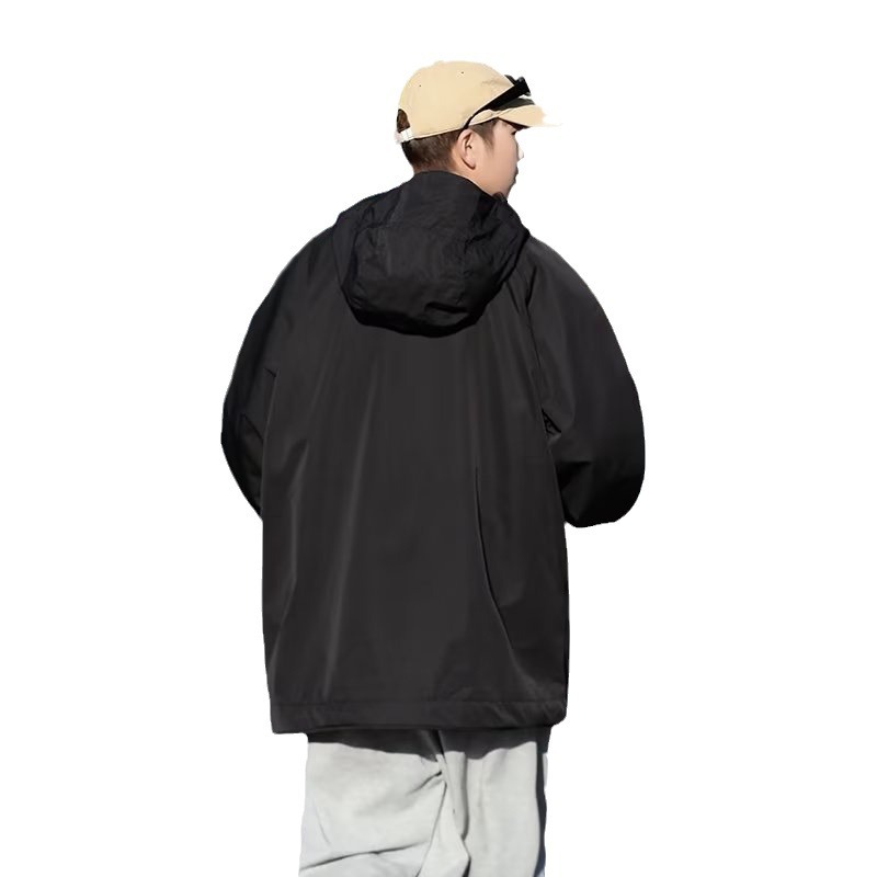 Otoño Hong Kong viento nacional marea función viento cremallera capucha chaqueta hombre suelta bf chaqueta casual con capucha