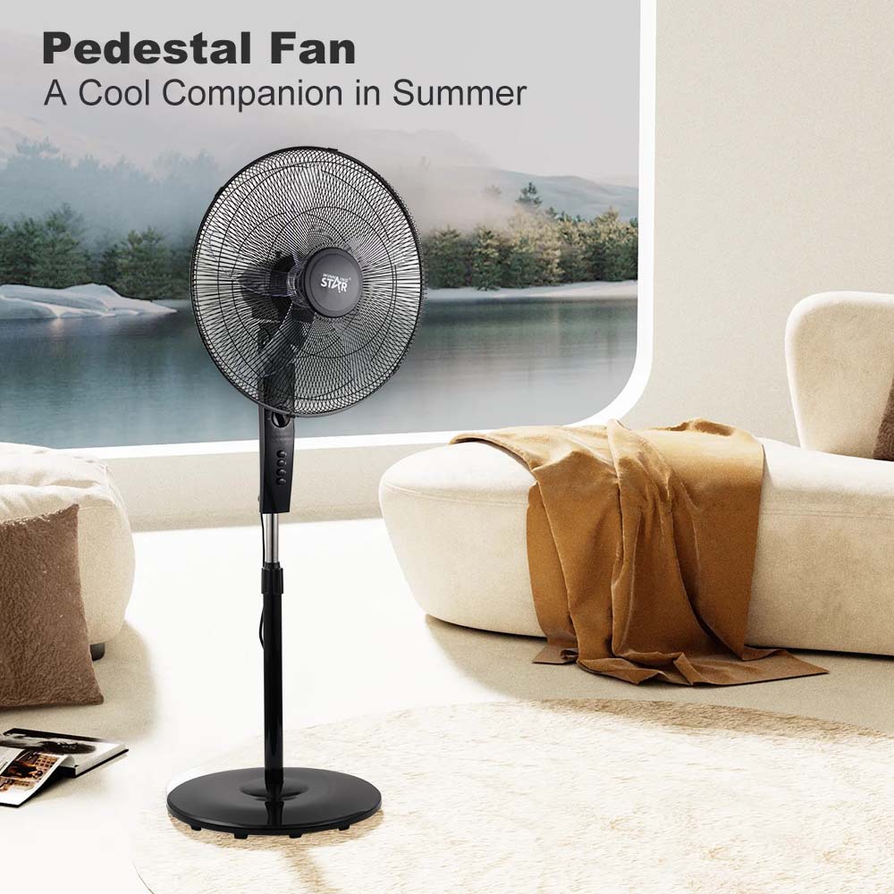 Winningstar transfronterizo Stand Fan venta caliente 18 pulgadas hogar 55W sacudiendo la cabeza ventilador eléctrico portátil de pie
