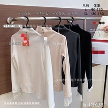 日本优家代购半高领蕾丝花边打底衫