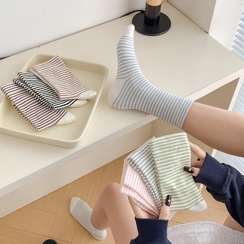 Classic Striped Socks for Children Ins Trendy Outfit All-Match Mid-Tube Stacked Socks Japanese Style Simple High Waist Loose Moon Socks Classic Striped Socks for Children Ins Trendy Outfit All-Match Mid-Tube Stacked Socks Japanese Style Simple High Waist Loose Moon Socks