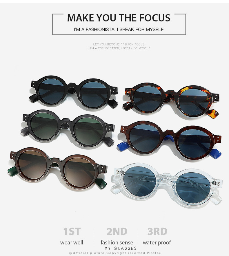 45g Weight Full Frame Glasses Structure Sunglasses Classification PC, UV400 Protection Lens Material Round Frame Glasses Style Travel, Daily Occasion Color Block Pattern All Seasons Season Unisex Gender Casual, Simple Style Style Blue Color Casual Simple Style Color Block PC UV400 Protection Round Frame Full Frame Women's Sunglasses 1