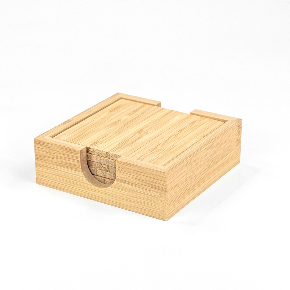 Transferencia térmica de bambú y madera taza cojín conjunto de material cuadrado al por mayor