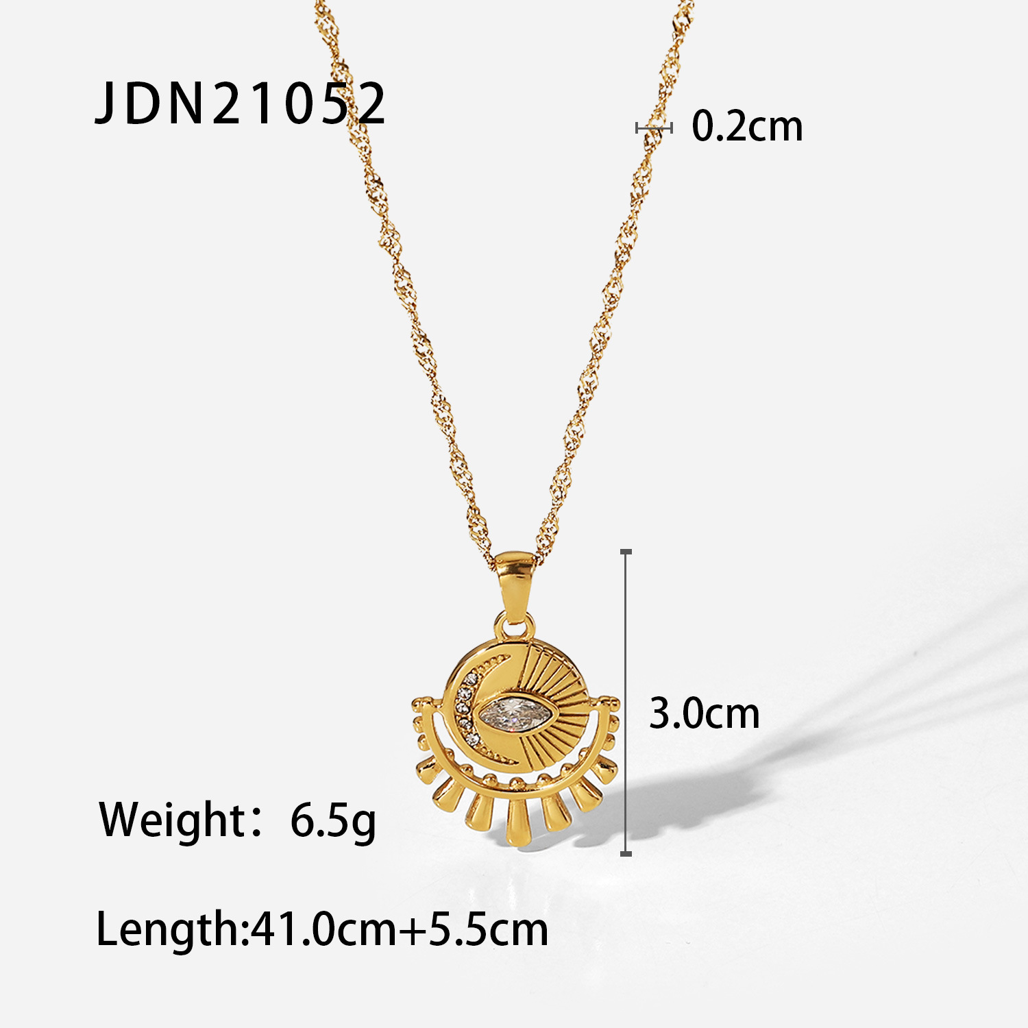 Simple 18k Gold Plated Stainless Steel Oval Zircon Eye Pendant Necklace display picture 5