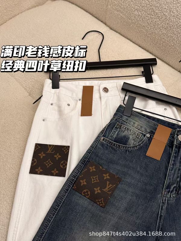 25驴家轻奢老花水洗直筒牛仔裤女百搭高腰显瘦宽松设计高级感长裤|undefined