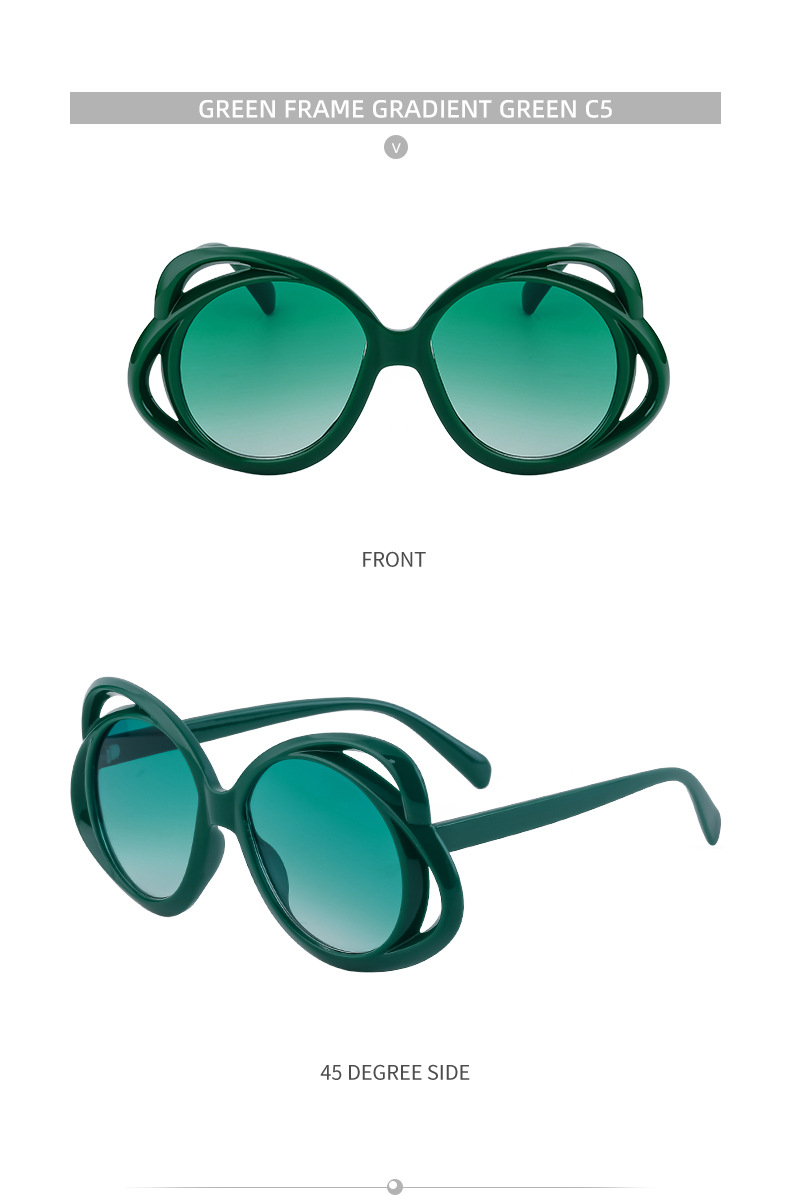 Oval Frame Sunglasses For Women Personalized Hollow Design_voghion.com