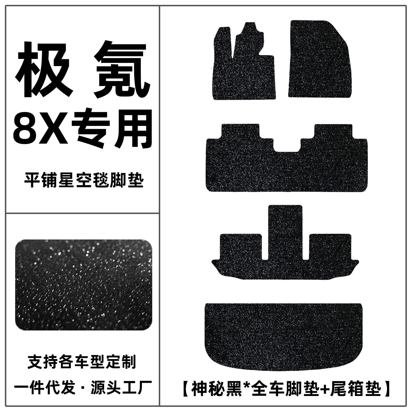 Suitable for Zeekr 8X car floor mats, starry sky design, original car suede, directly placed floor mats, suede carpet, car modification and decoration