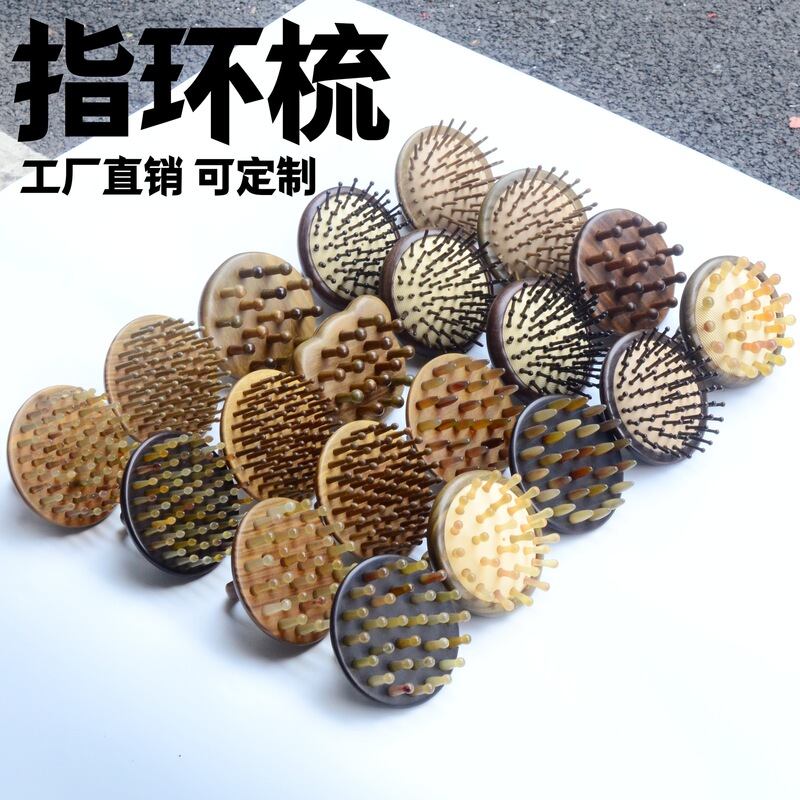 Source manufacturers green sandalwood ring massage comb horns purple sandalwood massage comb head meridian comb 61 tooth wooden comb durable