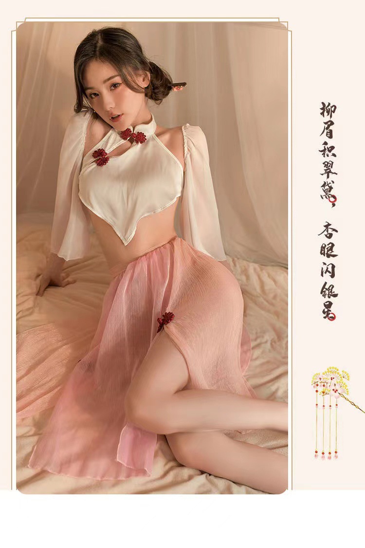 Hanfu-Style Bellyband Lingerie Set with Sleeves, Skirt and Briefs — detail image 14