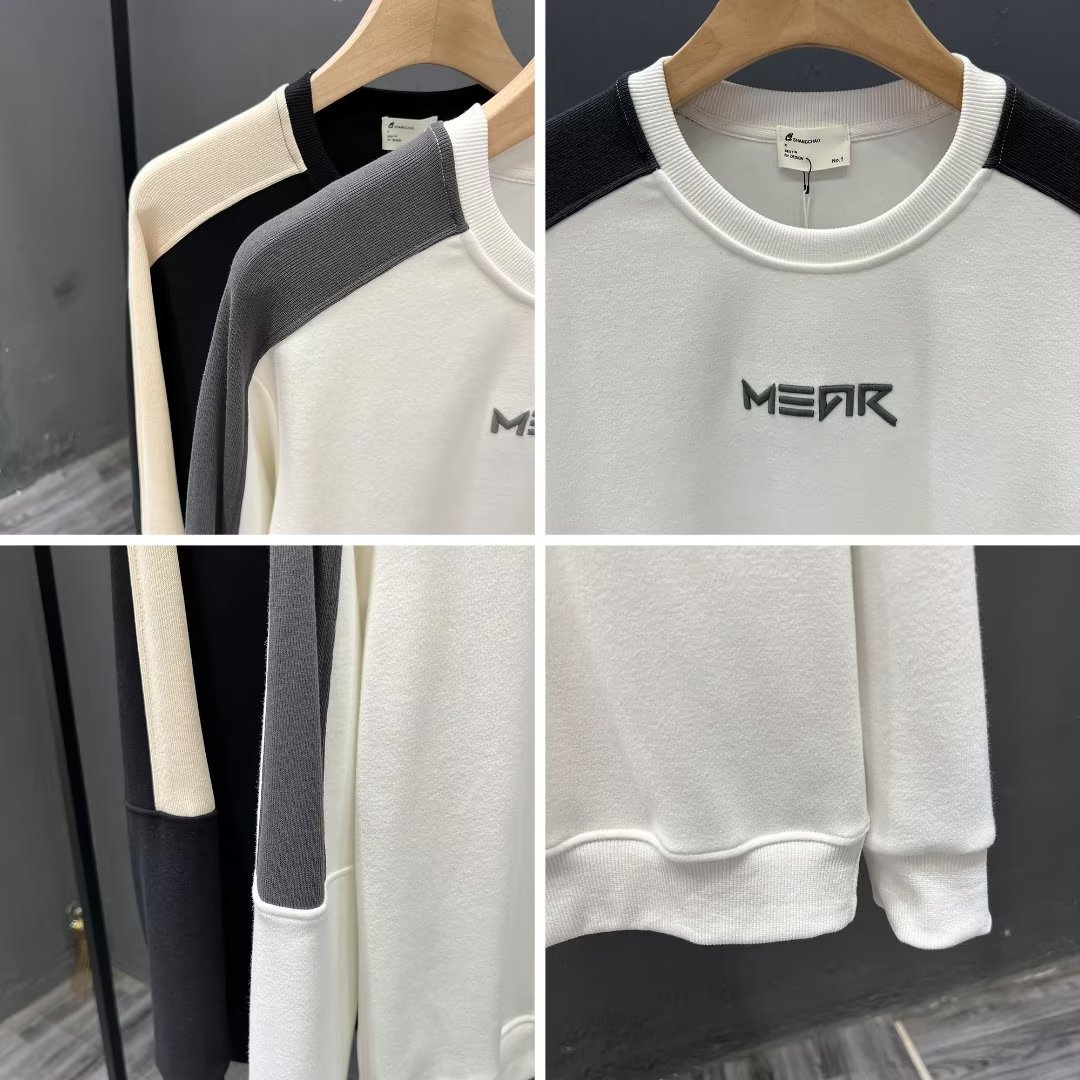 Einfaches Spleiß-Sweatshirt für Herren, trendige Marke, vielseitiges Herbst-Winter-Unterhemd, neue Langarmshirts für Herren_voghion.com