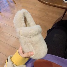 温柔风毛毛棉鞋女2023秋冬新款外穿懒人一脚蹬毛绒绒保暖豆豆鞋女