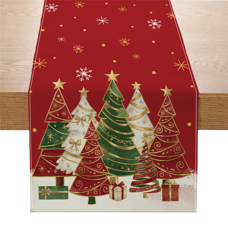 Banderas de mesa de Navidad transfronterizas personalizadas multipatrón impresas bandejas de decoración de mesa de fiesta doméstica tela de mesa image 7