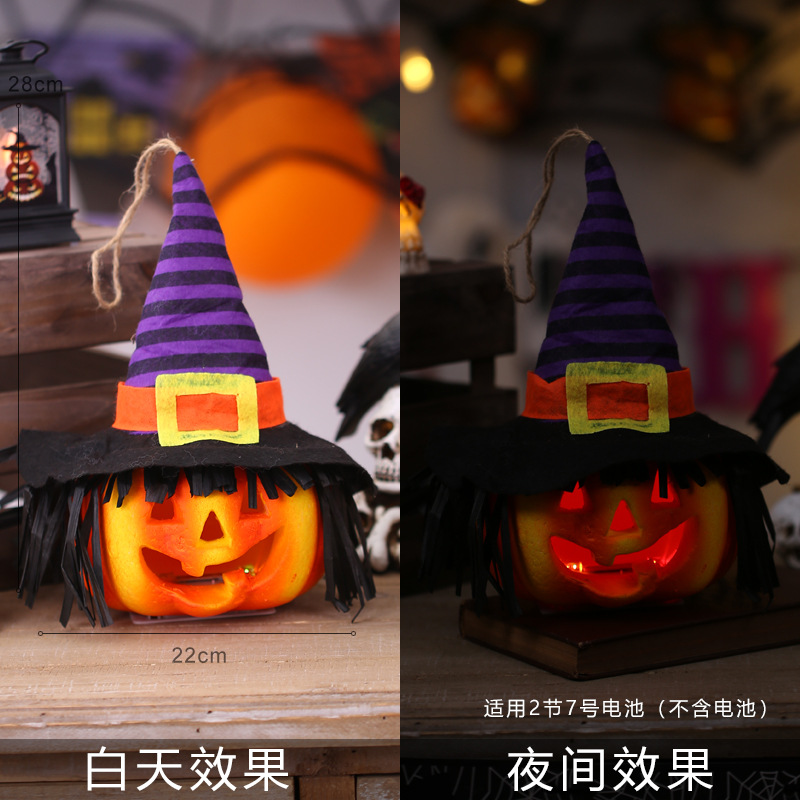 Linterna de Calabaza de Halloween, Decoraciones Brillantes de Halloween, Accesorios, Adornos, Cubo de Calabaza para Niños, Decoración para Fiestas