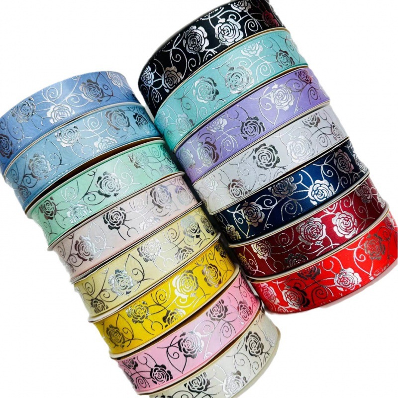 2,5 cm de ancho rosa plateada Lolita hecha a mano DIY cinta caja de regalo de paquete de joyería cinta de soporte