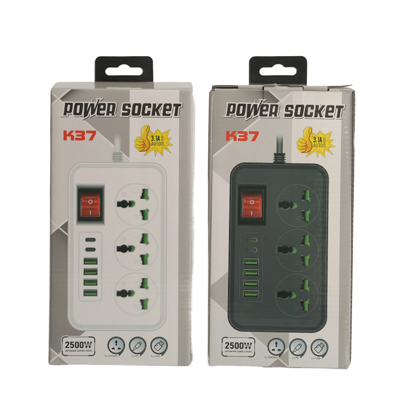 4USB + 2Type-c interfaz de carga de teléfono celular interruptor en forma de barco blanco y negro mezclable con puerta de seguridad para niños